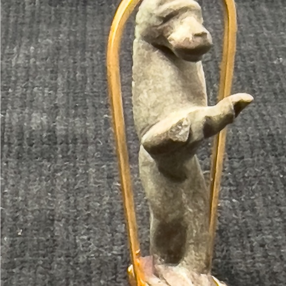 Antique 18k Gold Egyptian 3-D Pendant with a Faience Amulet of Wadjet COBRA - Picture 1 of 4